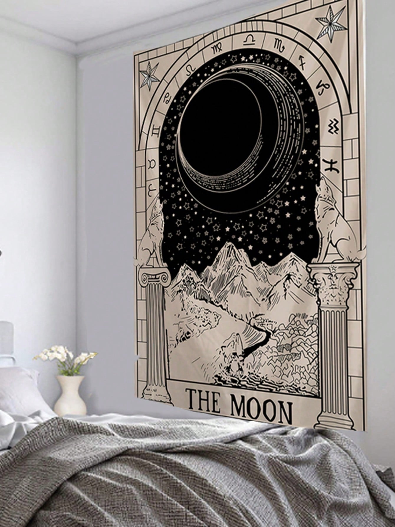 Moon & Mountain Pattern Tapestry