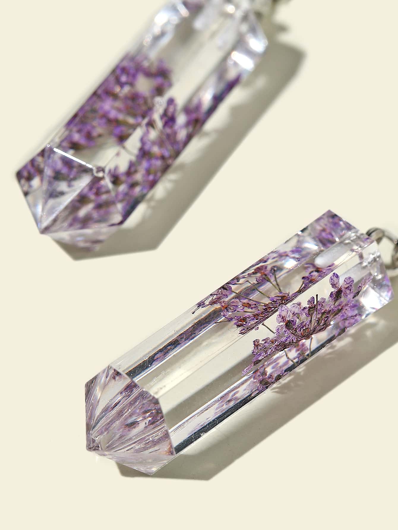 Flower Clear Geo Drop Earrings