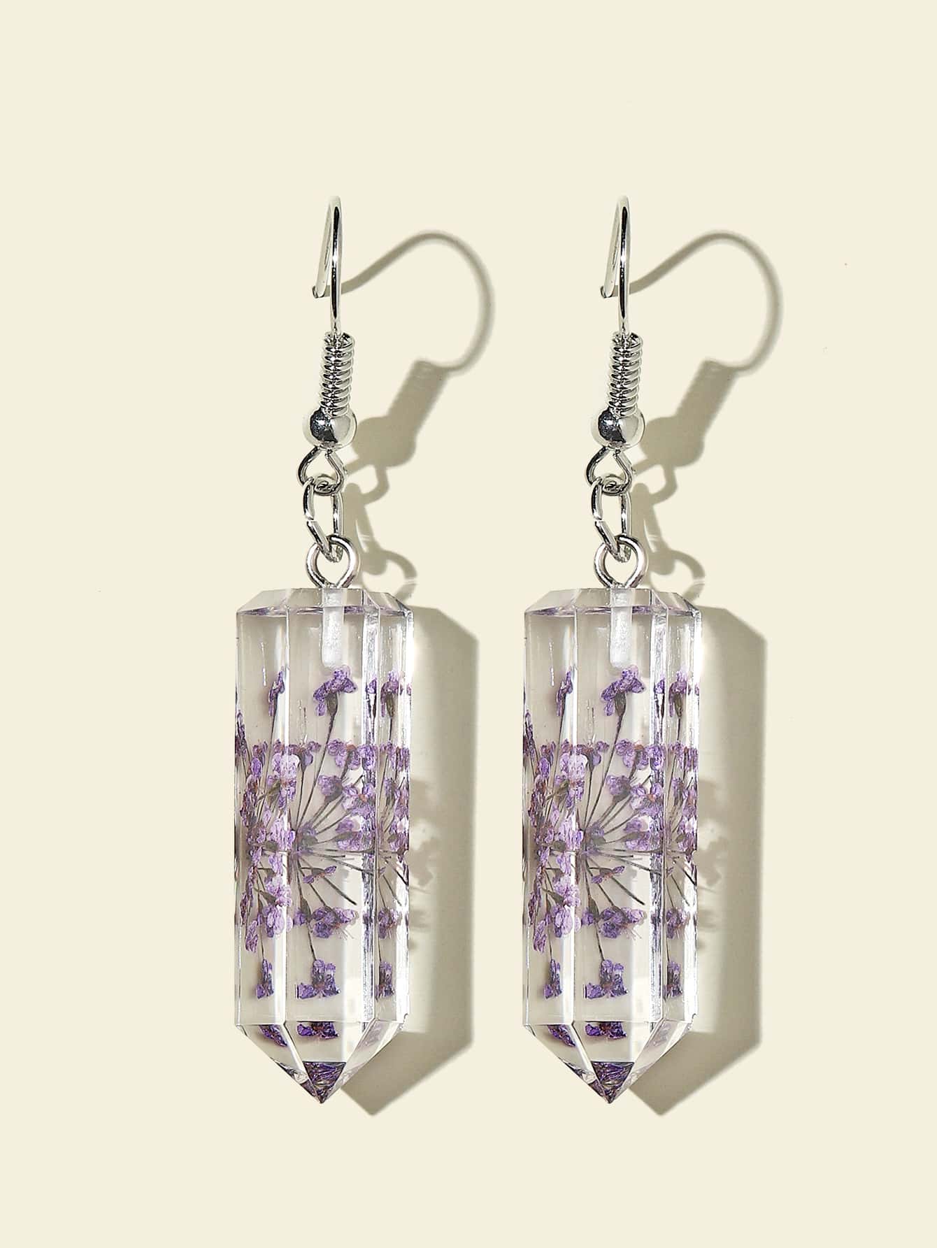 Flower Clear Geo Drop Earrings
