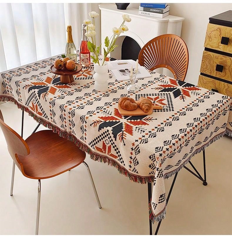 Vintage Geometric Pattern Tablecloth