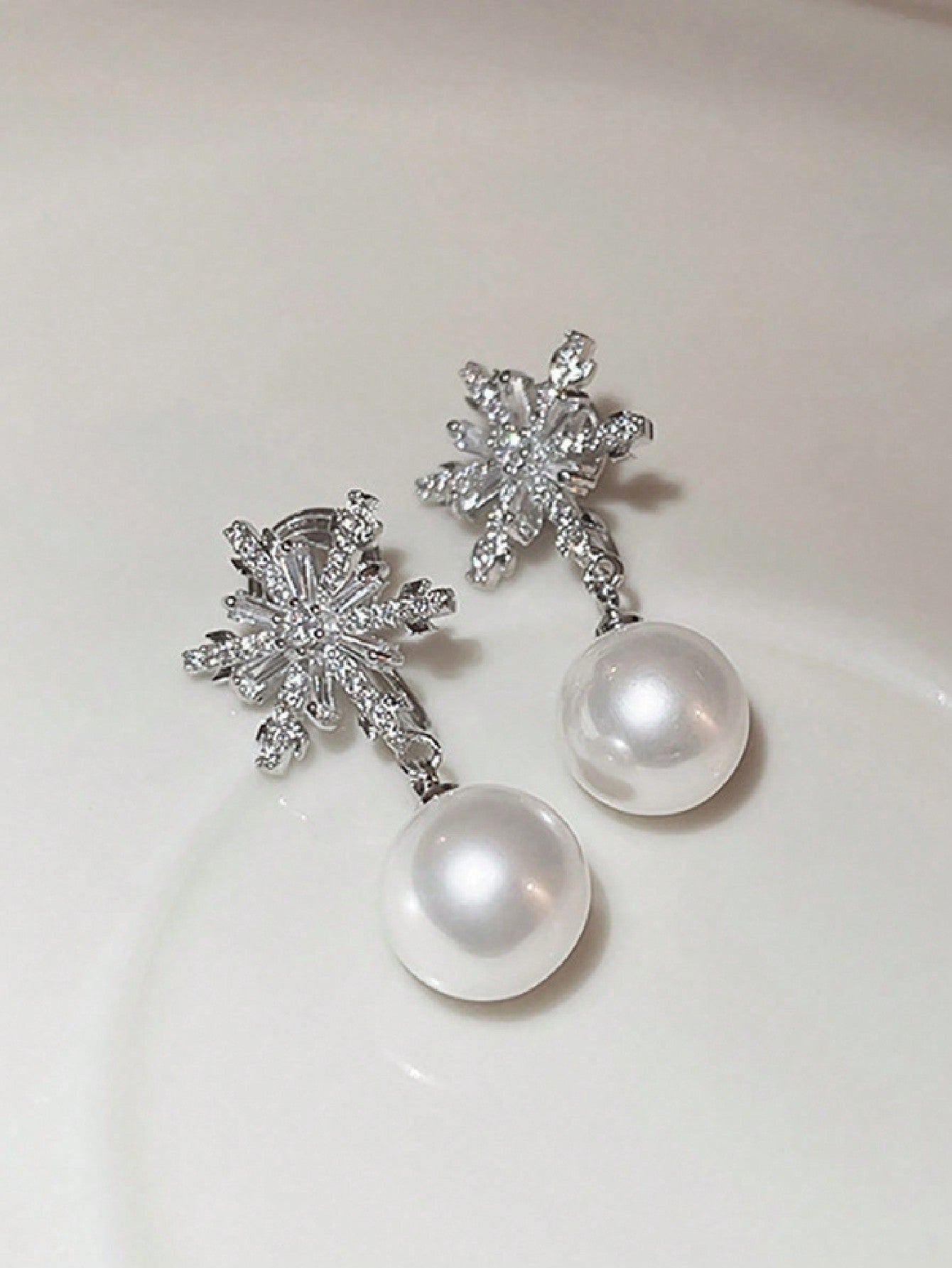 Pearl Snowflake Shaped Earrings