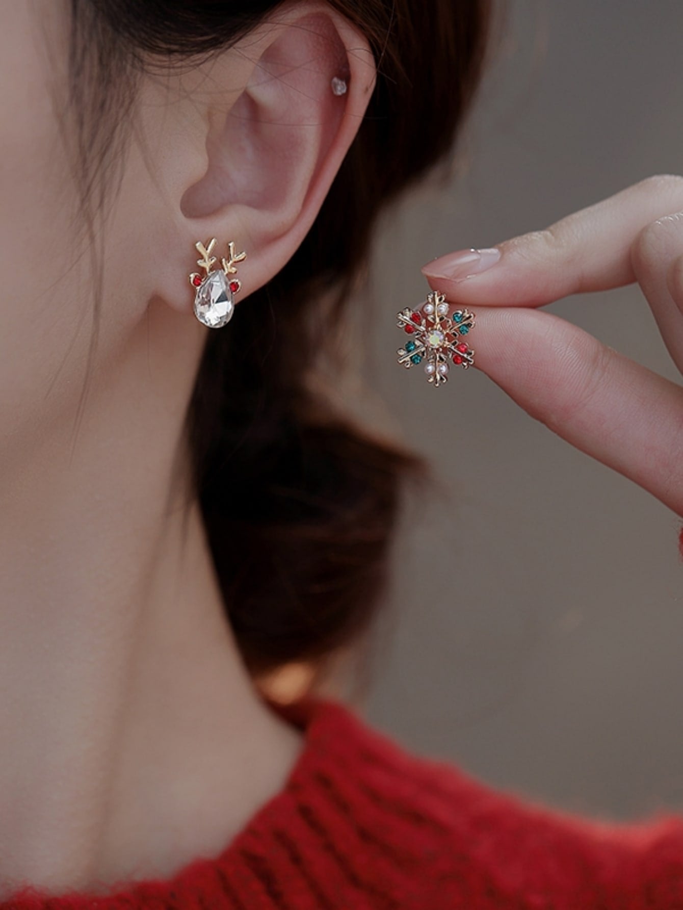 Christmas Series Earrings - Deer and Snowflake