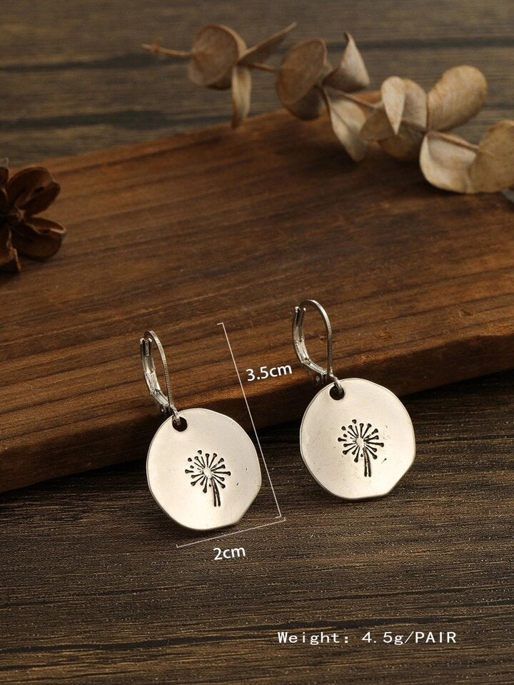Vintage Round Dandelion Earrings