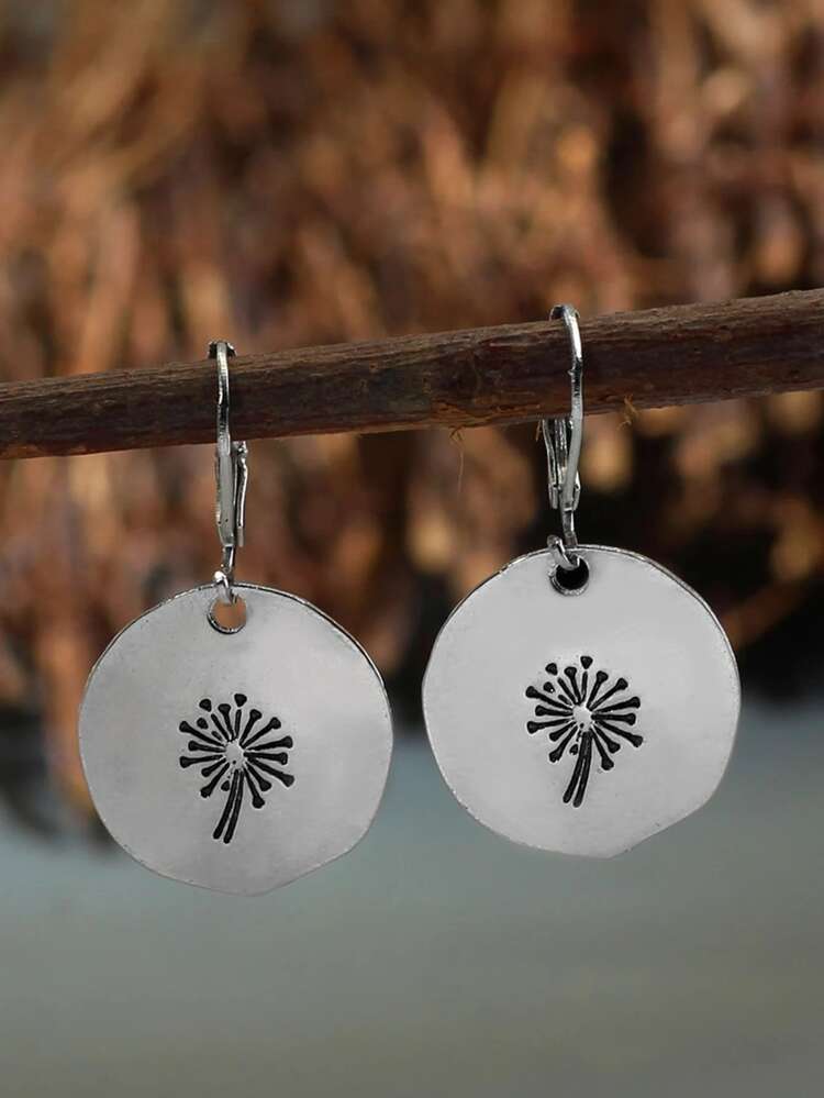 Vintage Round Dandelion Earrings