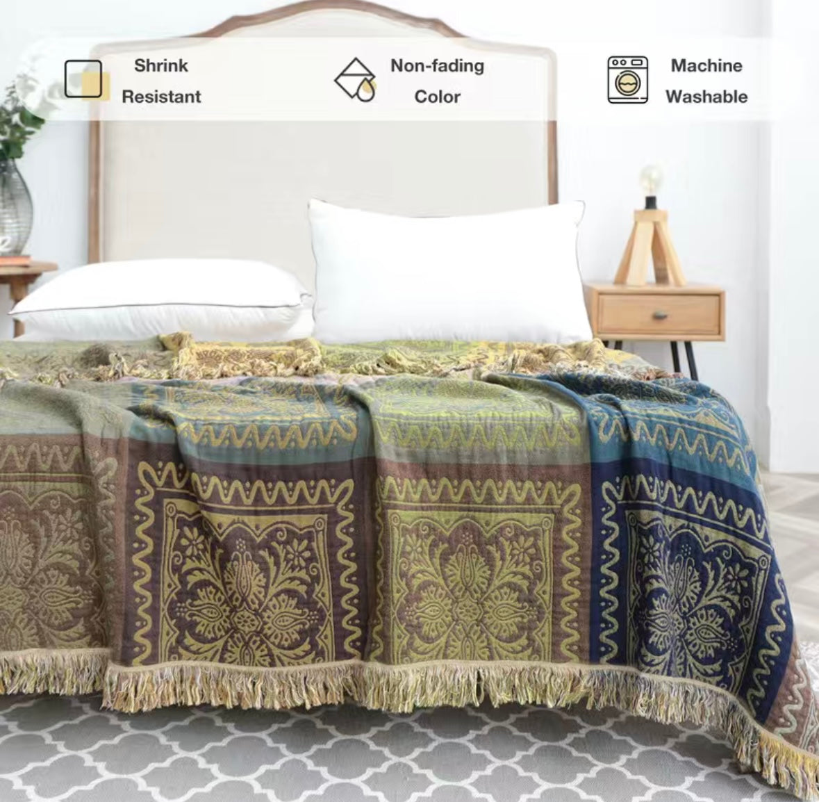 Cotton Jacquard Boho Blanket