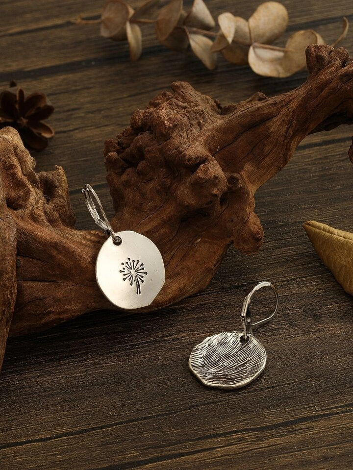 Vintage Round Dandelion Earrings