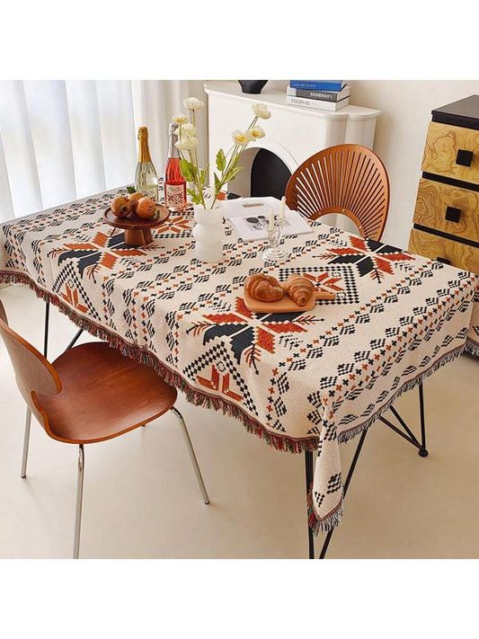 Vintage Geometric Pattern Tablecloth