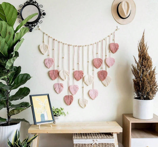 Handmade woven leaves tapestry