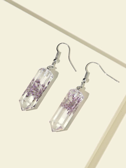 Flower Clear Geo Drop Earrings
