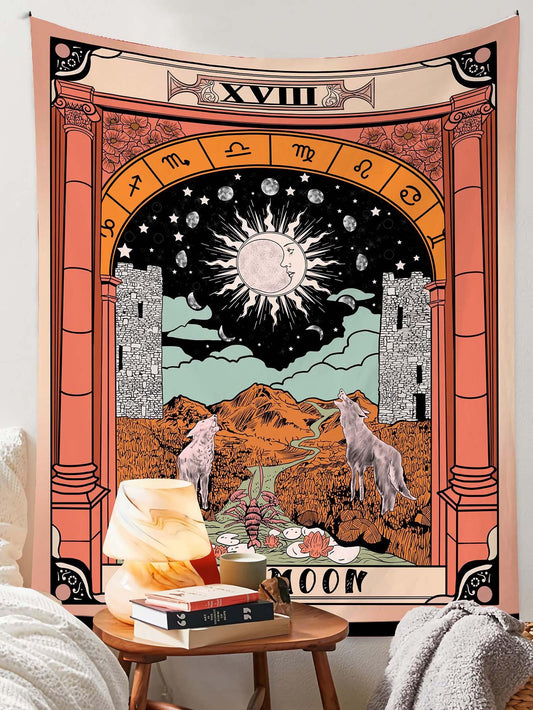 Sun & Wolf Pattern Tapestry