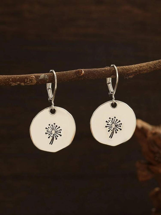 Vintage Round Dandelion Earrings